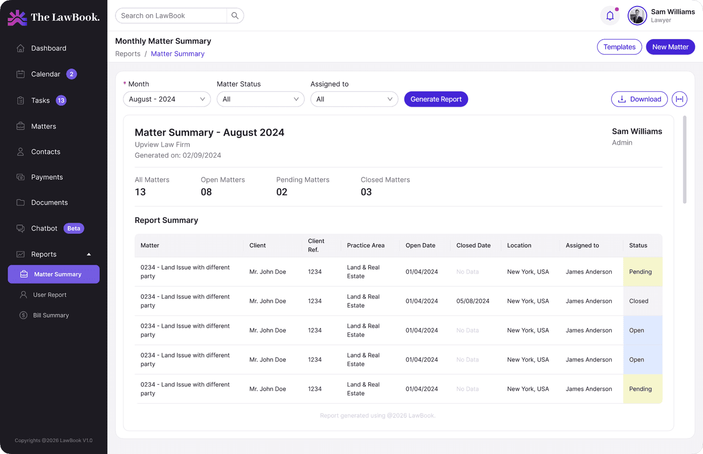 Advanced Analytics and Reporting. in The LawBook